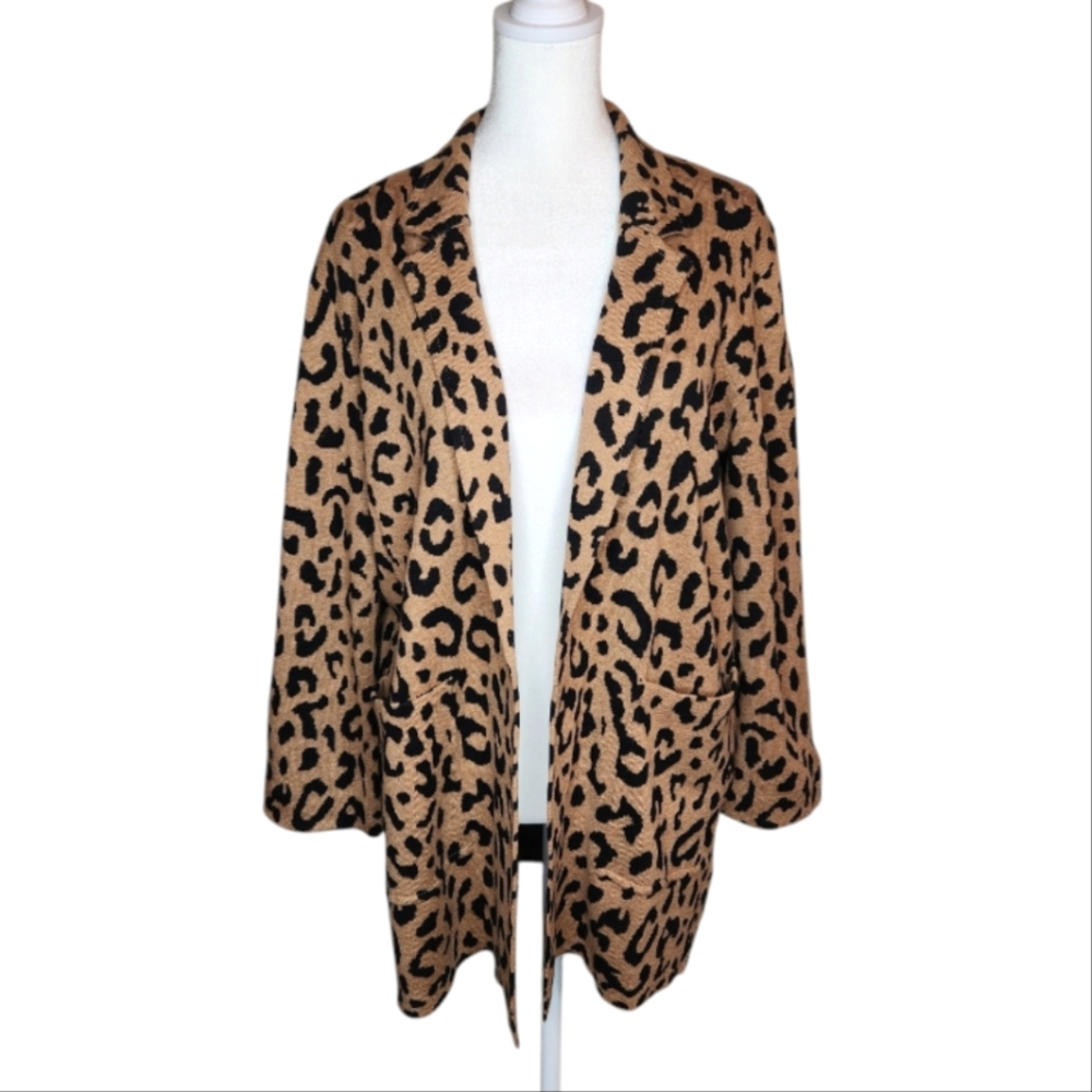 NEW J. Crew Sophie Leopard Print Knit Blazer Merino Wool Blend Size Small